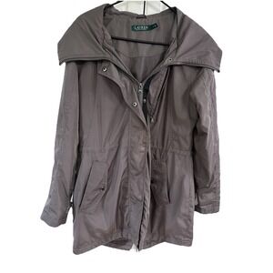 RALPH‎ LAUREN Womens Size S Beige  Zippered Hooded Raincoat Adjustable Waist